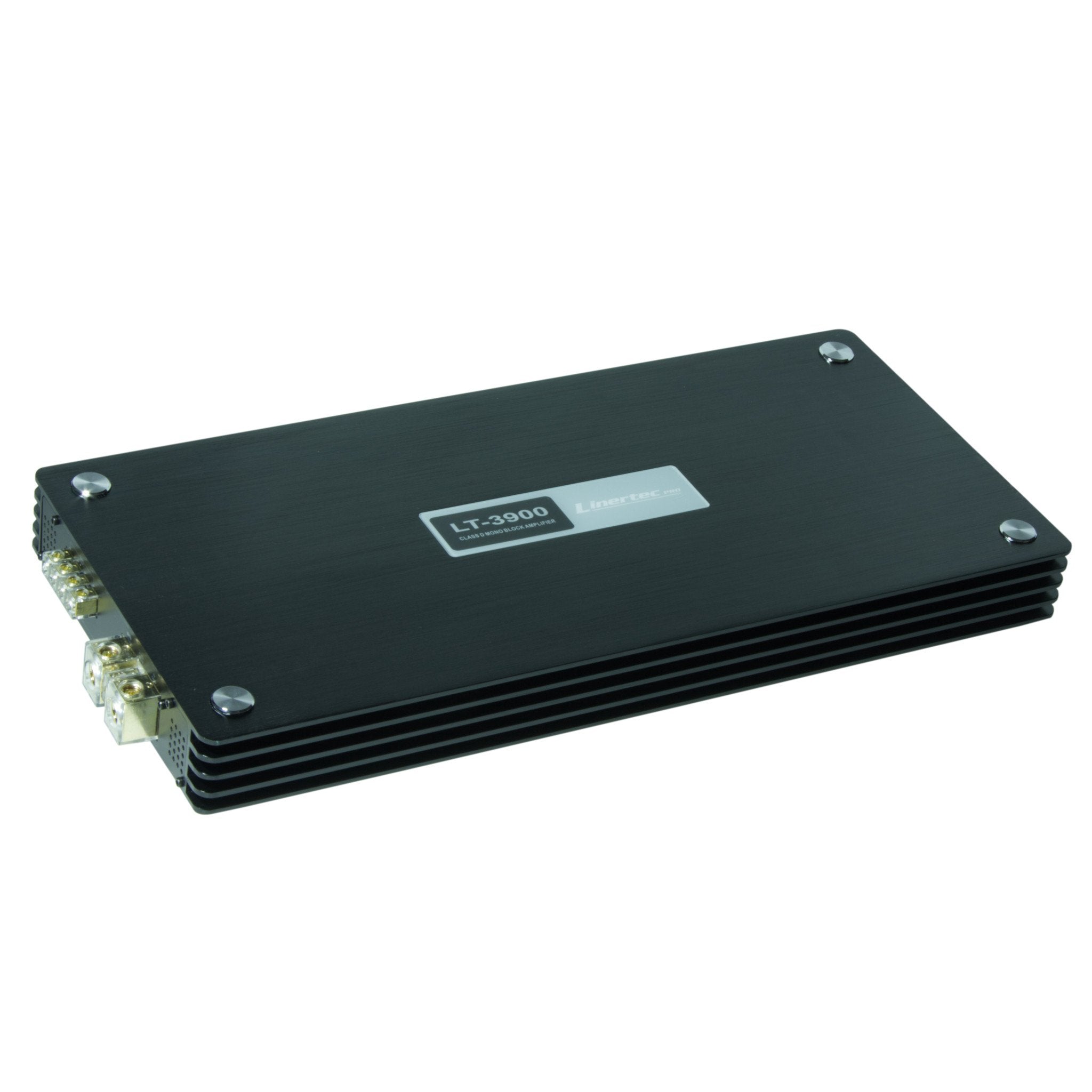 Linertec LT-3900 black car audio monoblock amplifier angle view