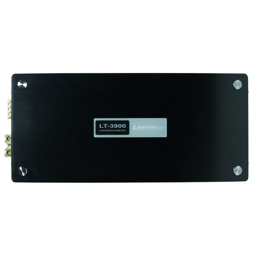 Linertec LT-3900 black car audio monoblock amplifier overhead view