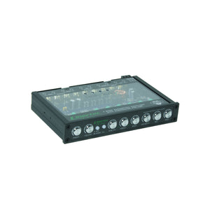 linertec LT7PRO car audio preamp product angle view with buttons retracted