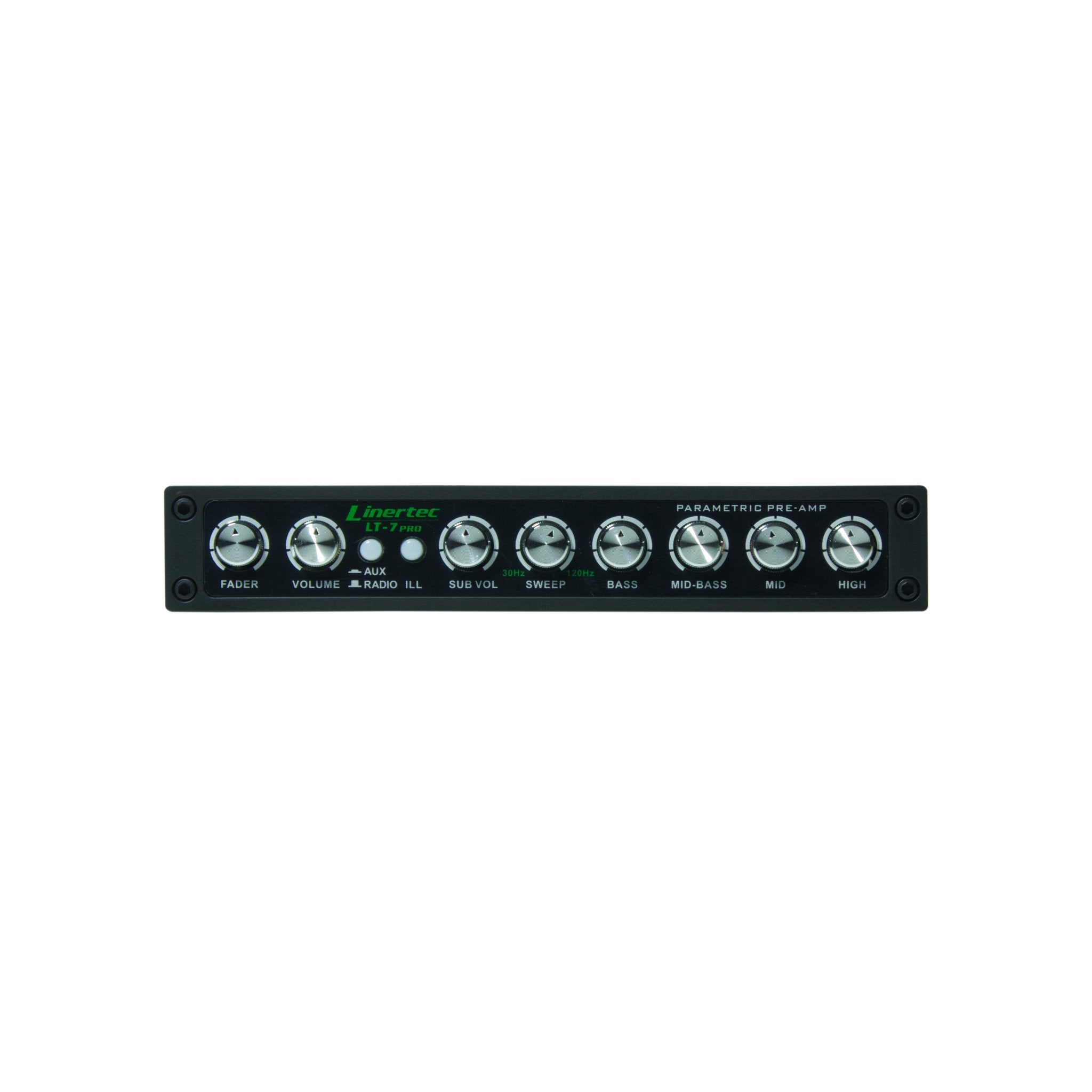 linertec LT7PRO car audio preamp front controls view